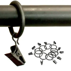 Atb-17018a-16pc Atb 16 Metal Curtain Drapery Ring Clip 1 Inner Diameter Fit Up To .75 Rod Black