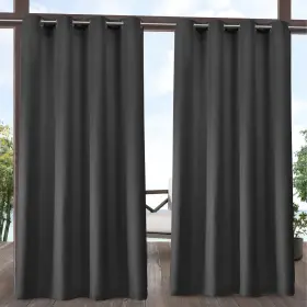 Ati Home 064247000452 Delano Indoor/outdoor Grommet Top Curtain Panel Charcoal