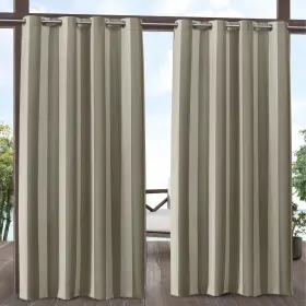 Ati Home 064247000711 Canopy Stripe Outdoor Grommet Top Curtain Panel Taupe / Sand