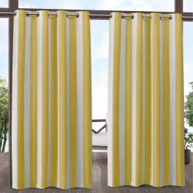 Ati Home 064247000773 Canopy Stripe Outdoor Grommet Top Curtain Panel Sunbath / White