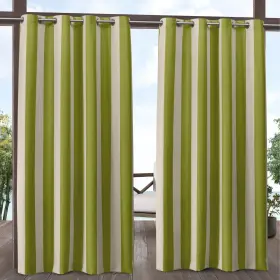 Ati Home 064247000780 Canopy Stripe Outdoor Grommet Top Curtain Panel Kiwi / Sand