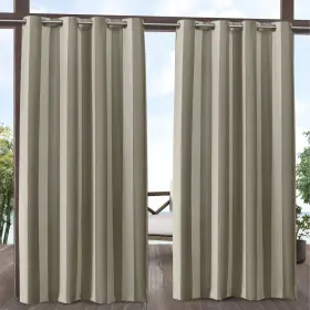 Ati Home 064247000810 Canopy Stripe Outdoor Grommet Top Curtain Panel Taupe / Sand