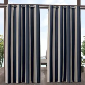 Ati Home 064247000841 Canopy Stripe Outdoor Grommet Top Curtain Panel Pair