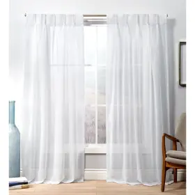 Ati Home 064247027718 Penny Sheer Pinch Pleat Curtain Panel Pair Winter White 27x96
