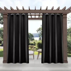 Ati Home 064247045880 Indoor/outdoor Solid Cabana Grommet Top Curtain Black