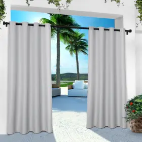 Ati Home 642472007257 Indoor/outdoor Solid Cabana Grommet Top Curtain Cloud Grey
