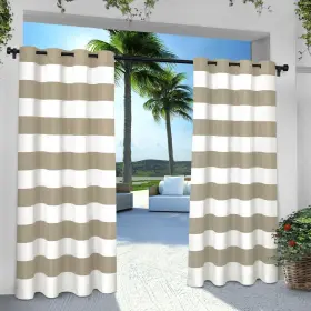Ati Home 642472007370 Indoor/outdoor Stripe Grommet Top Curtain Panel Taupe