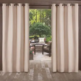 Ati Home 642472015733 Delano Indoor/outdoor Grommet Top Curtain Panel Taupe 54 X 108