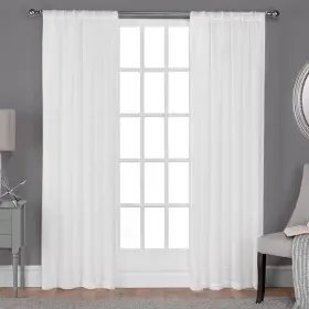 Ati Home 642472018901 Belgian Sheer Window Curtain Panel Pair With Rod Winter White 50x84