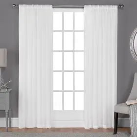 Ati Home 642472103409 Exclusive Belgian Textured Linen Look Jacquard Sheer Winter White 50x63