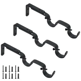 Augiimor-21-911-3 Augiimor 3pcs Black Curtain Rod Bracket Adjustable Heavy Duty Double Hanging