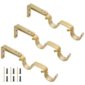 Augiimor-21-911-5 Augiimor 3pcs Gold Curtain Rod Bracket Adjustable Heavy Duty Double Hanging B