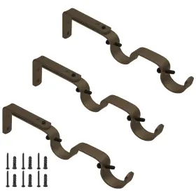 Augiimor20220701-001 Augiimor 3pcs Brown Curtain Rod Bracket Adjustable Heavy Duty Double Hanging