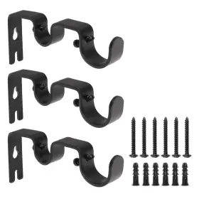 Xyda-210106-20 Augiimor 3pcs Black Curtain Rod Bracket Heavy Duty Double Hanging