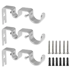 Xyda-210106-21 Augiimor 3-pack Silver Curtain Brackets Heavy Duty Double Hangers Adjustable Wall Mo