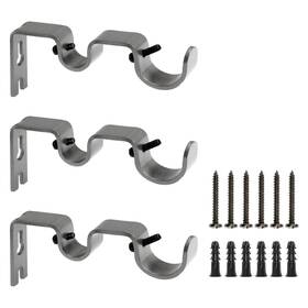 Augiimor Xyda-210106-22 3pcs Grey Curtain Rod Bracket Heavy Duty Double Hanging Brackets