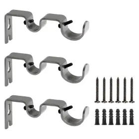 Xyda-210106-22 Augiimor 3pcs Grey Curtain Rod Bracket Heavy Duty Double Hanging Brackets