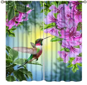 Auimzoo 961662964405 Hummingbird Blackout Curtains Beautiful Purple Floral Nature The