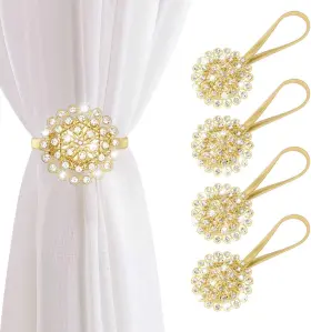 26ct-mcs-2ga Auleep Magnetic Curtain Tiebacks 4 Pack Crystal Decorative Drapes Curt