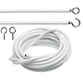16839658508046 Aumachen Net Curtain Wire - White Hanging Cord With Self-adhesive Hooks And Eyes 2-4