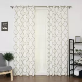 Aurora Home 842927111861 Moroccan Outline Curtain Panel Pair Beige 108 Inches