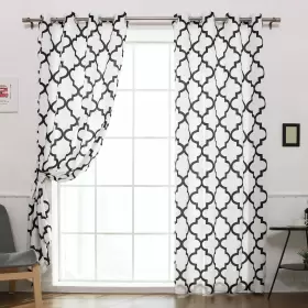 Aurora Home 842927111878 Moroccan Outline Curtain Panel Pair Black 108 Inches