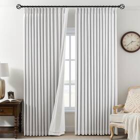 Ausspvoct Auss-bc001-wh-4084 Pinch Pleated Curtains 100% Blackout Linen 84 Inches Long For Bedroo