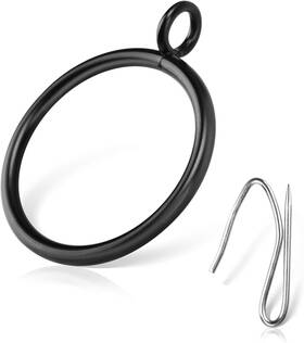 Awoin Bfdyy-01 24 Piece 2 Inch Black Eyelet Curtain Rings With 30 Pcs Drapery Pins For Window Treat