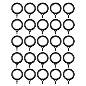 Axlizer 750225786813 25pcs Plastic Curtain Rings Built-in Silencing Ring 35mm Inner Diameter Black