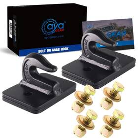 Aya Gear Ayage-bol-3/8-2pcs-blac 2 Pack 3/8-in Bolt On Grab Hook Mount With Backer Plate Grade 70 Fo