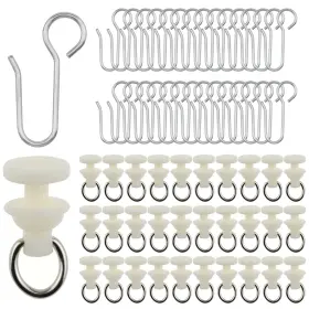 181030-30p Aylifu Aylifu-30pcs Stainless Steel Curtain Track Hook And 30pcs Glide