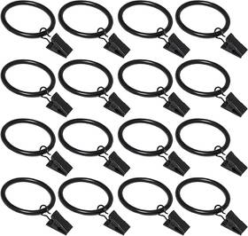 Azmoncy 445033040037 16 Pack Curtain Rings With Clips Window Clip Black Hooks Hangers