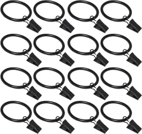 Azmoncy 711181895049 16 Pack Curtain Rings With Clips Window Clip Black Hooks Hangers