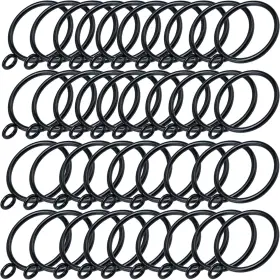 Azmoncy 726084900271 38 Pack Curtain Rings With Eyelets Metal Clip Black Hanging Drapery Drape