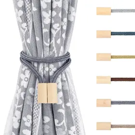 Baeymonkay 753775346285 Wooden Magnetic Curtain Tiebacks 4 Pack Tie Backs For Holder