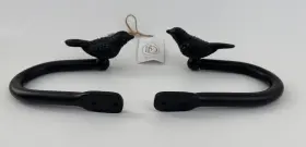 Rh013blk Ballard Designs Set 2 Bird Drapery Curtain Tiebacks Black Iron Metal New