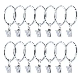 Bangboom 714403624019 14 Pack Strong Iron Metal Curtain Rings With Clips 2.5 Inch Diameter Decorat
