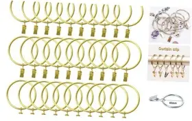 Cn.bpus20210802006 Bangboom 30 Pack Strong Iron Metal Curtain Rings With Clips 2.5 Inch Diameter Gold