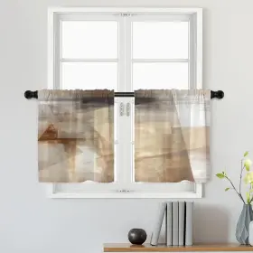 Ct-04 Batmerry Brown Beige Abstract Art Kitchen Tiers Window Half Valances A