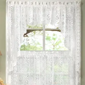 Bed Bath N More 616348677950 Sweet Home Collection Hopewell Old World Style White Floral Valance