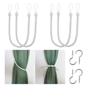 Bel Avenir 008678001923 Curtain Rope Tiebacks Drapery Holdbacks 4 Pack - White