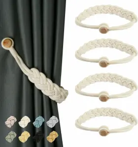 Bel Avenir 313030339331 Curtain Tiebacks Magnetic Woven Holdback Drapery Tie-back Iv