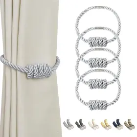 Bel Avenir 616612777362 Magnetic Curtain Tiebacks Decorative Drapery Holdbacks Modern Woven Tie-back