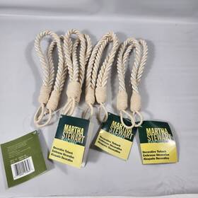Bel Avenir 680306678976 4pcs Martha Stewart Curtain Tiebacks Decorative Drapes Holdbacks Rope White
