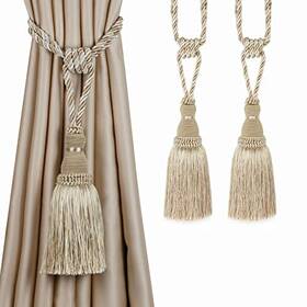 Bel Avenir 710638958795 2 Pack Curtain Tiebacks Tassel Drapery Tie-backs Rope A1221- Mixbeige