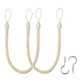 De-wcurtain-09h-143 Bel Avenir Curtain Ropes Tiebacks Holdbacks 2 Packs 2pcs By 1pcs - Beige