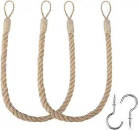 Ls12 Bel Avenir Jute Curtain Tiebacks Ropes Tie-backs Handmade Holdbacks Boh