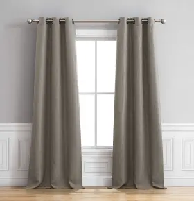 Ymc003285 Bella Luna Henley Faux Linen Room Darkening 76 X 84 Inch Grommet Curtain Panel