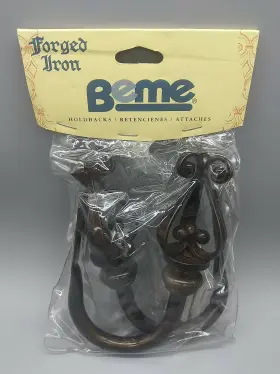 Beme 680656103852 Trista Forged Iron Holdbacks Tie-backs Set Of 2 Nos Dark Bronze Hardware