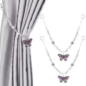 Hjew-ab00586-us Benecreat 2pcs Natural Amethyst Curtain Tiebacks Holdback Stone Ropes Hooks With Alloy